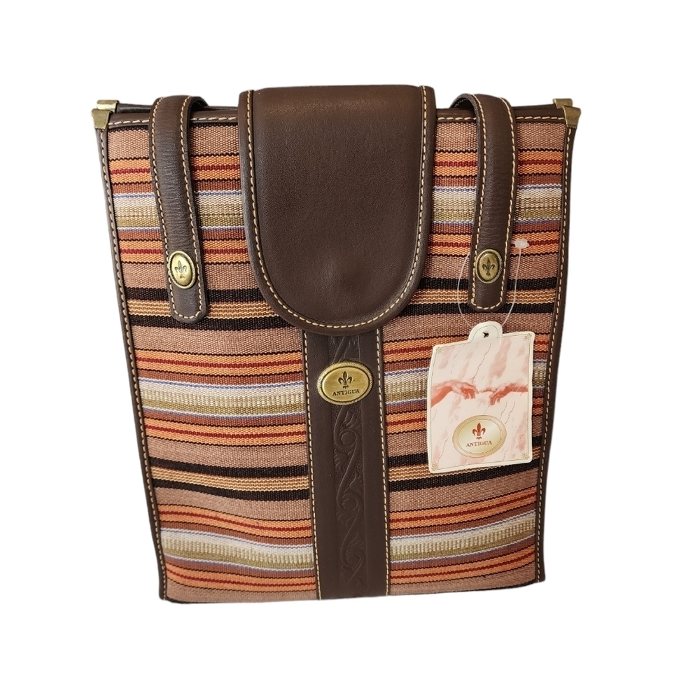 Antigua Multi Color Striped Leather Women's  Shoulder Bag  NWT
